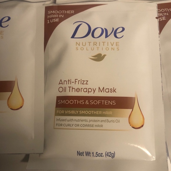 10x DOVE Anti-Frizz Oil Therapy Hair Mask 1.5Oz Packs Smooths Curly Coarse Hair - Picture 2 of 7